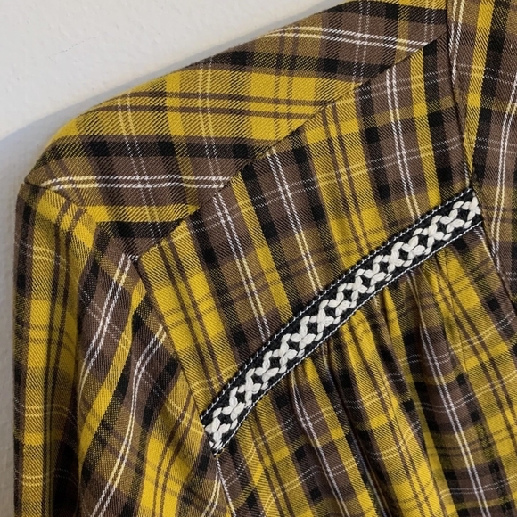 Anthropologie Yellow Plaid Long Sleeve Dress - Picture 5 of 9
